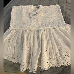 American Eagle Outfitters White Smocked tube top (with detachable straps)
